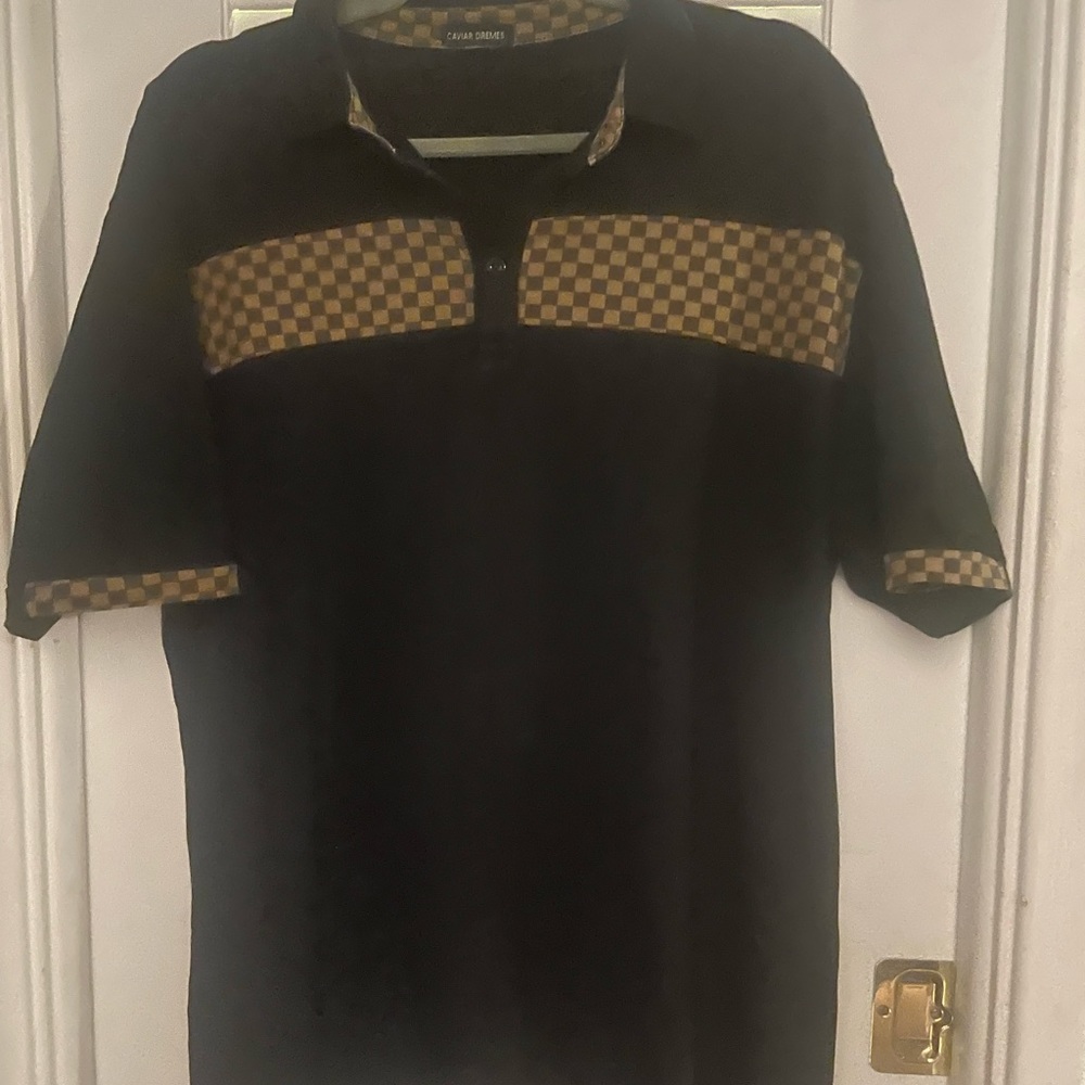 Cavier Dremes Black and Brown Checkered Polo Shirt